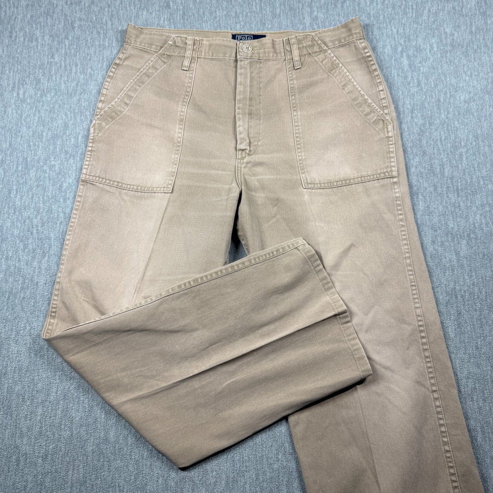 Polo Ralph Lauren Womens The Ricky Utility Pants Khaki Cotton 34x29 Beige